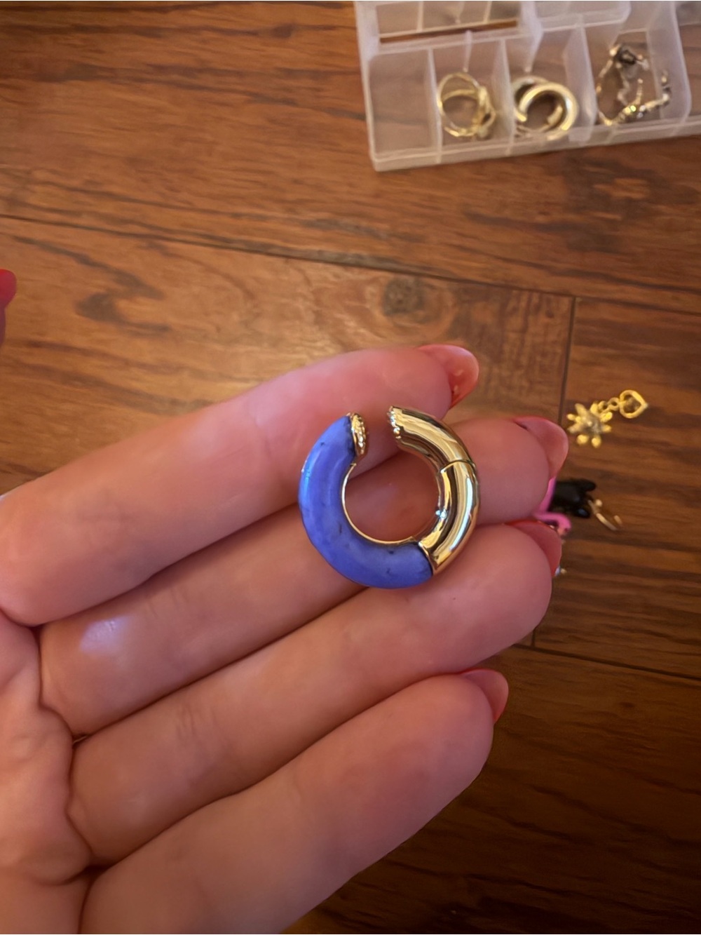 Gold and Lavender Hoop Earring Charm - Women Jewelry